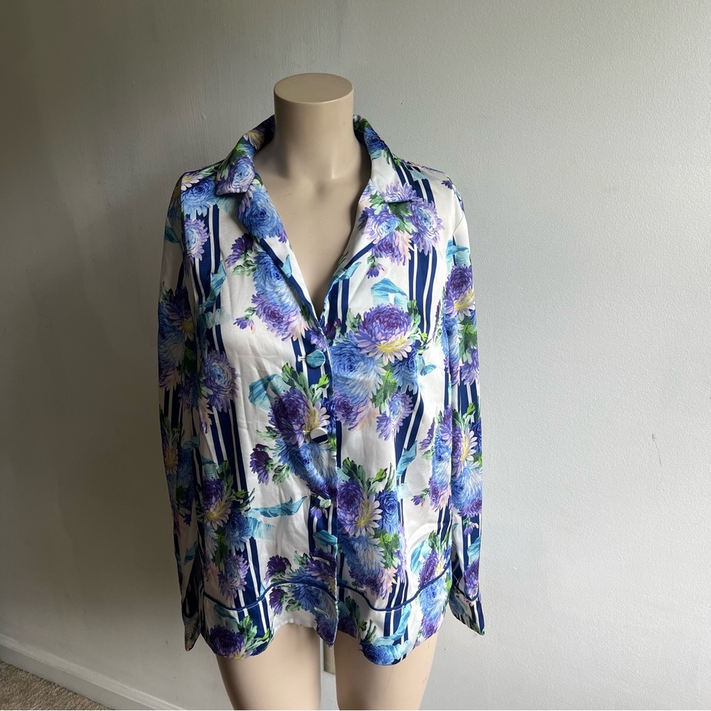 J.Crew Drapey button-up top in vintage floral stripe